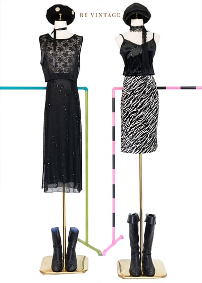 Iridescent 花朵黑色絨布細肩帶背心2