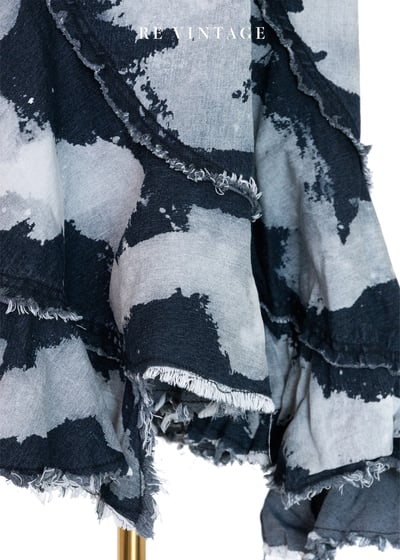 手刷感藍白染毛邊牛仔裙（28"）8