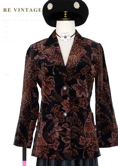 日本製 - Mosaic Garden 數位像素花朵西裝外套1