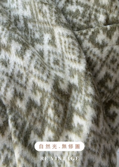 奶黃苔蘚綠菱格圖騰毛呢西裝外套13