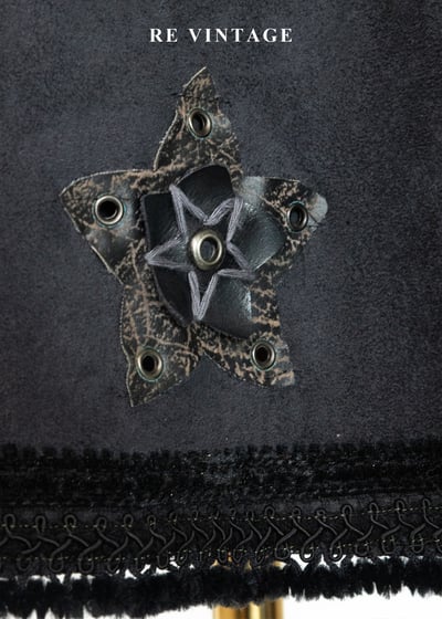 星軌觀測者 - 皮革小花深灰色中長裙（26"）11