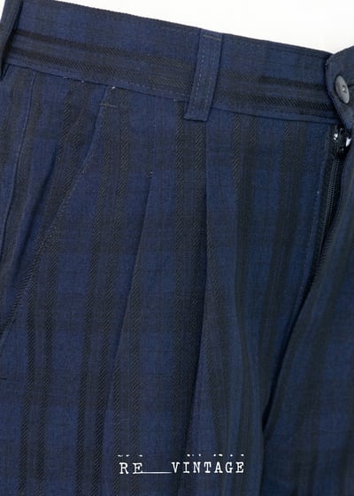 深藍色線條高腰西裝短褲（26"）3