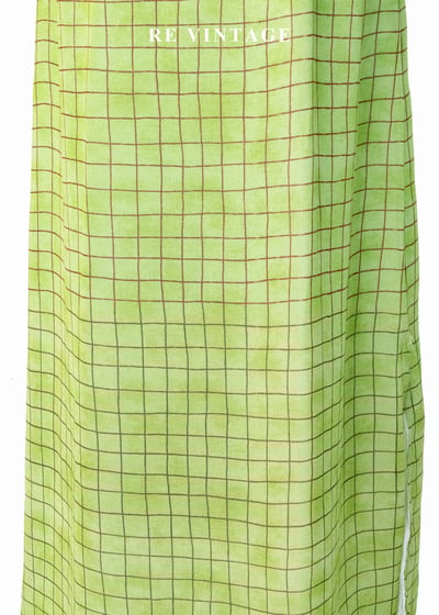 青寧色水彩暈染草地格紋長裙（25"）10