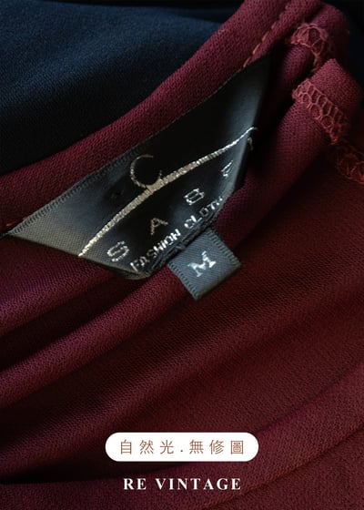 酒紅撞灰色拼接長袖上衣11