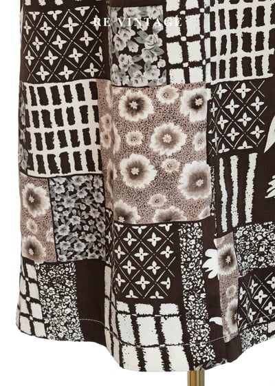 咖啡拼景 - 花草與格紋高腰長裙（26"）10