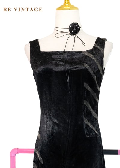 邊邊斑馬黑絨迷你洋裝3