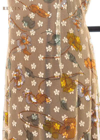 杏仁米色小花網紗洋裝8