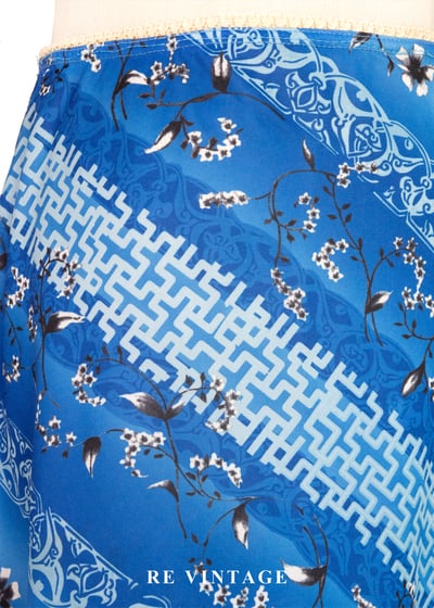 寶藍中式花語中長裙(26-30")5