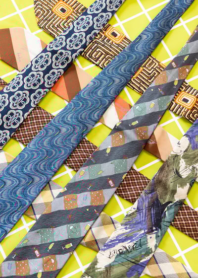 Navy Floral Block Tiles 美領帶4