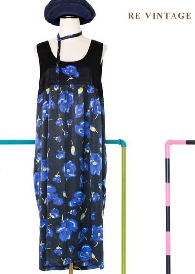 夜花藍調寬版洋裝1