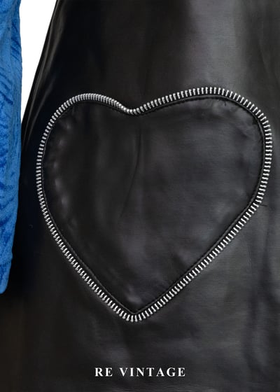 法國製 - 甜甜在心黑皮革愛心吊帶裙6