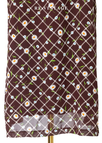 昭和少女的野餐棕色花卉菱格長洋裝12