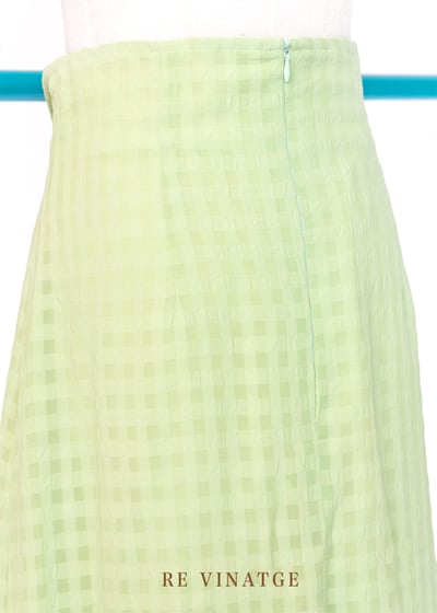草綠色格紋高腰長裙8