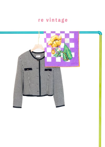 葡萄格紋花朵絲巾4