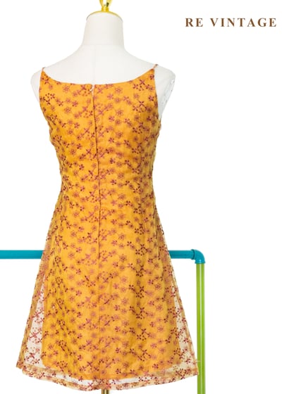 Sunset 暖橘色小碎花係肩帶迷你洋裝8