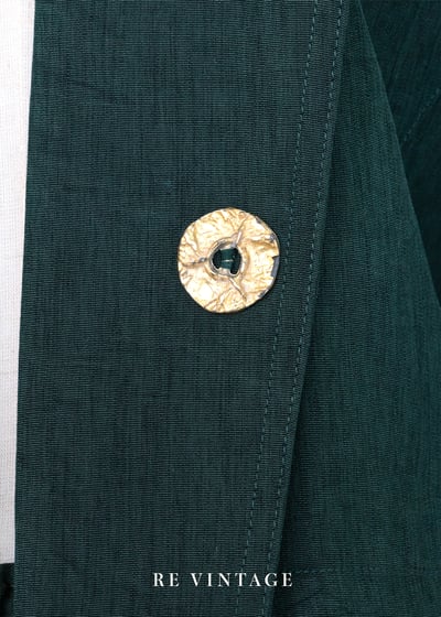 復古精緻墨綠色金釦短版上衣/罩衫4