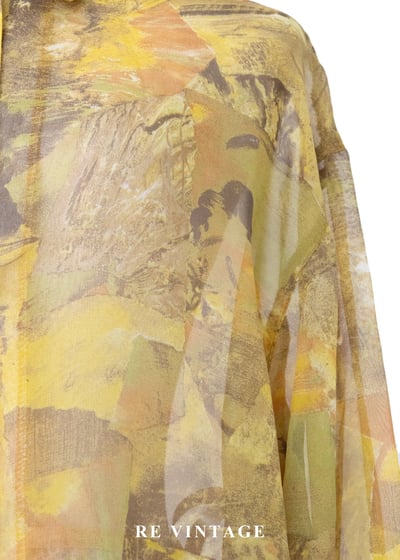霧光黃抽象油畫透膚襯衫9