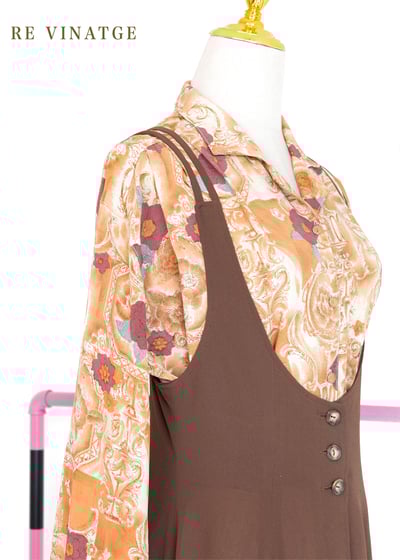 晨曦橘紫色小花長袖襯衫9