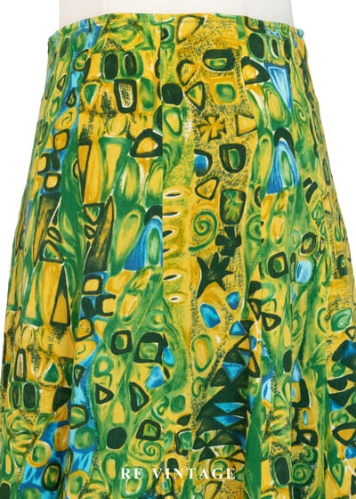 葉影壓縮鮮豔黃綠色長裙（26"）3