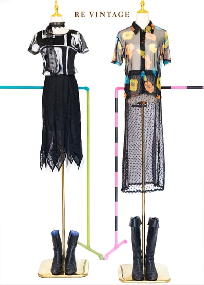 帶點橘棕色光澤的點點網紗長裙（24-30"）2