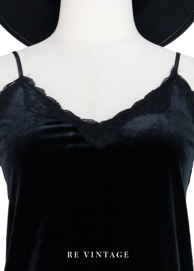 質感單品 - 黑絨蕾絲細肩帶背心3