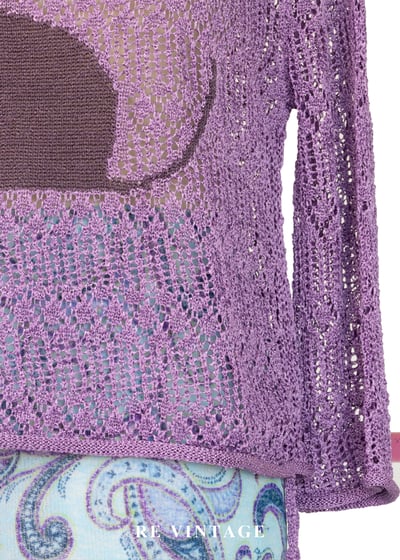 紫丁香針織剪影貓咪上衣4