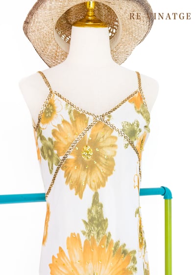 法國製 - 浪漫大黃花細肩帶洋裝3