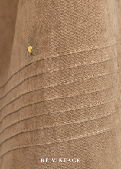 糖漬小花荷葉邊煙草色迷你洋裝7