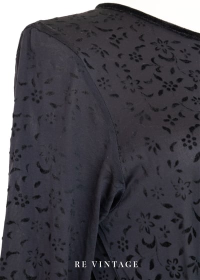 迷你小花透膚絨布長洋裝20