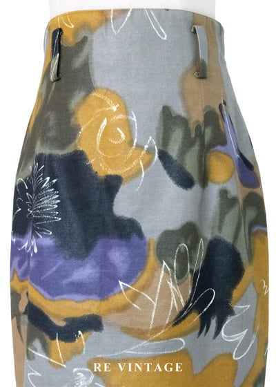 藝術家的調色盤暈染花卉窄裙（26-28"）3