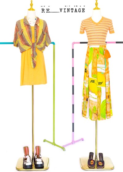 夏日橙色果園高腰長裙（25"）2