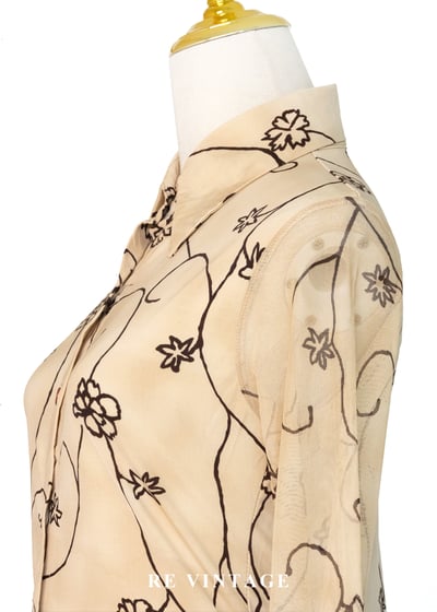 奶油霧光花筆觸上衣7