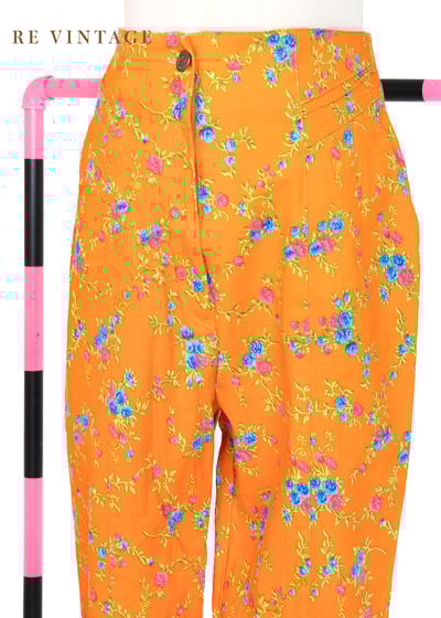 亮橘子色藍玫瑰高腰小腳褲（24"）3
