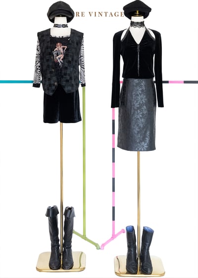 黑灰色格紋燈芯絨背心2