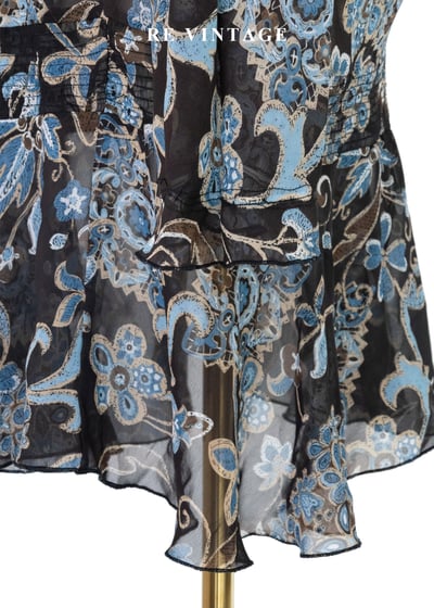 暗夜繁花荷葉邊天膚印花洋裝9