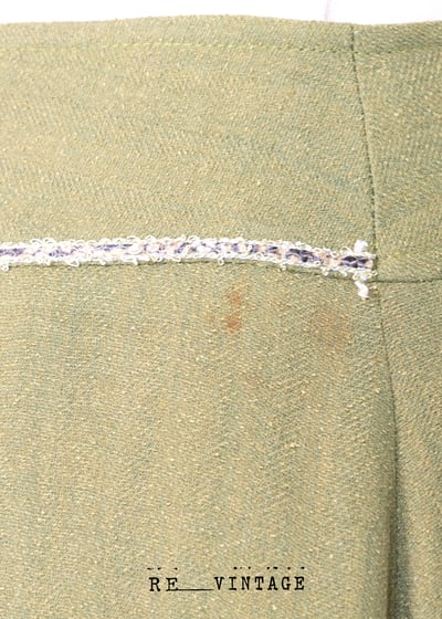 草綠色氣質不規則下擺中長裙10