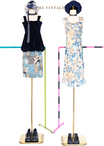 Soda Blue 復古圖騰中長裙（24-26"）2