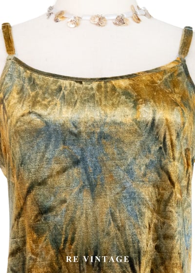 溫暖迷幻金黃綠絨布細肩帶洋裝6