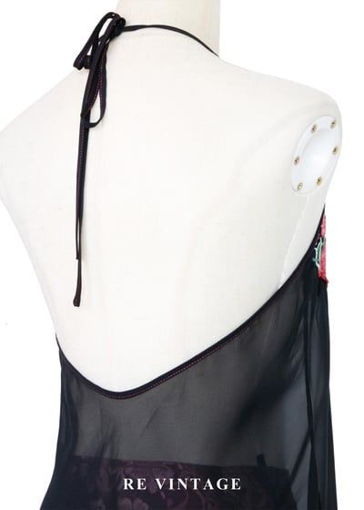 紅花黑紗東方韻味繞頸背心13