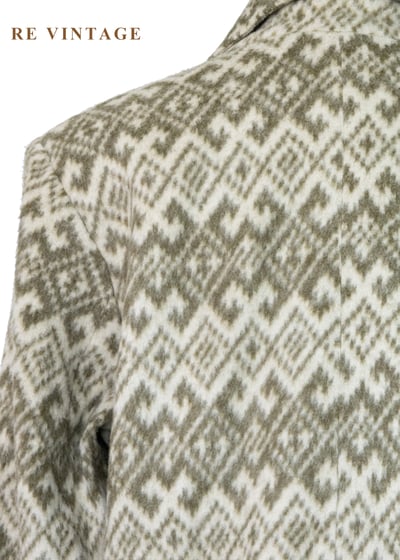 奶黃苔蘚綠菱格圖騰毛呢西裝外套12