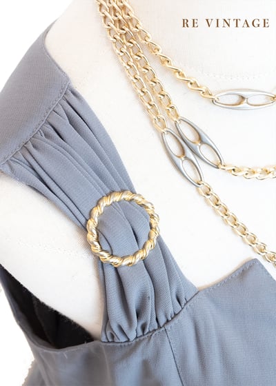 金屬釦環綠灰色旗氣質長版背心11