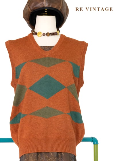 橘x綠 森林影子落日毛衣背心7