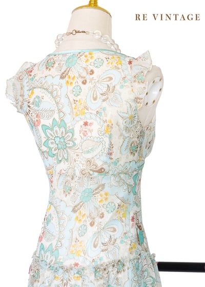 沖繩玻璃寶石色圖騰雪紡洋裝15