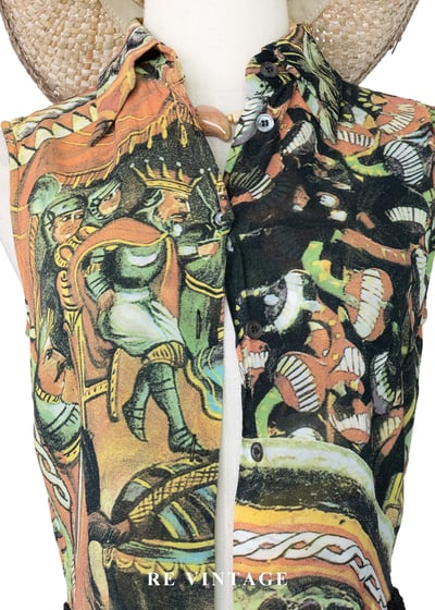 義大利製 - 中世紀滿版壁畫流蘇背心4