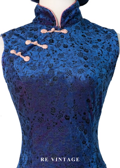 夜藍錦書紫蘭紅光迷你洋裝3