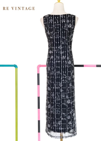 優雅花之線條流動節奏網紗長洋裝12