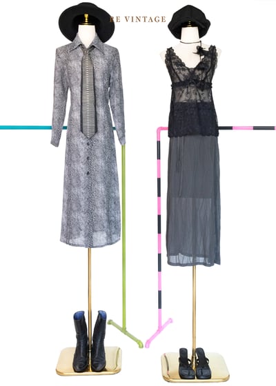 深灰暗流波紋長裙（27"）2