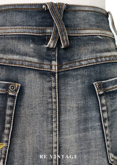 南法花跡 - 暖橘刺繡刷色丹寧裙（26"）13