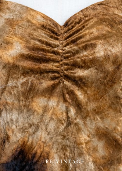 Tie dye金棕色絨布美美短洋裝4