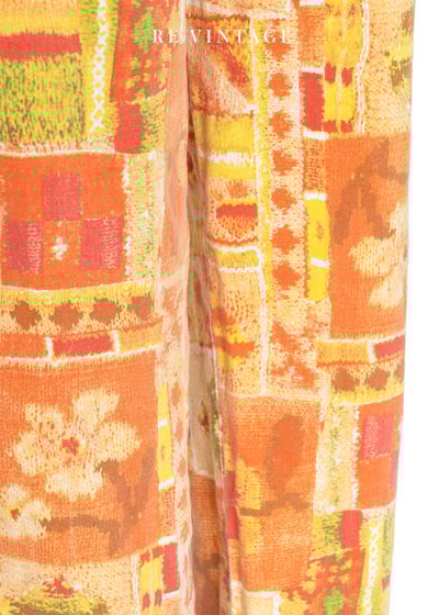 太陽橘花臂拼圖高腰小腳褲（27"）6